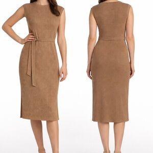 Lands’ End Women’s Sleeveless Rib Knit Dress, Brown, Size XS